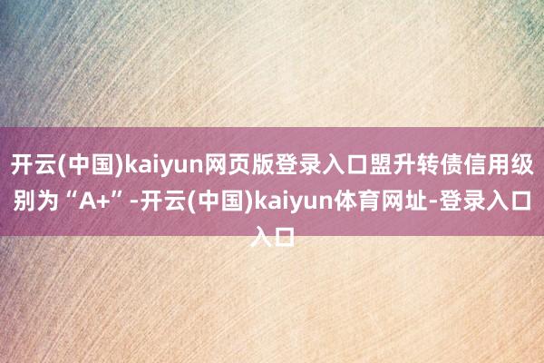 开云(中国)kaiyun网页版登录入口盟升转债信用级别为“A+”-开云(中国)kaiyun体育网址-登录入口