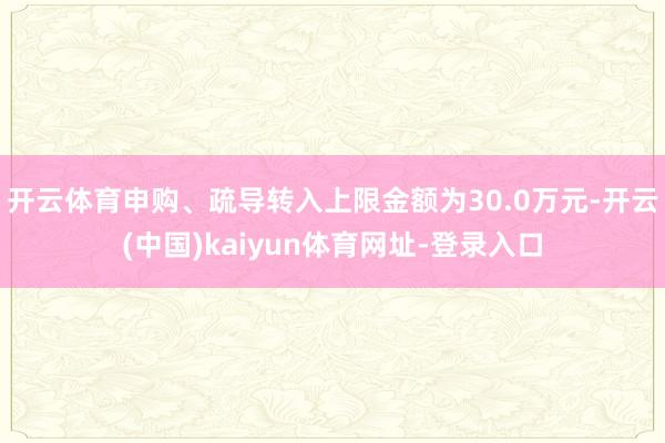 开云体育申购、疏导转入上限金额为30.0万元-开云(中国)kaiyun体育网址-登录入口